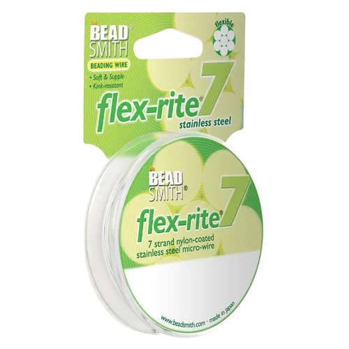 Miniatura 30 de The Beadsmith Flex-Rite - Alambre de acero inoxidable recubierto de nailon de 7 hebras, 0.007 pulgadas de diámetro, transparente, carrete de 30
