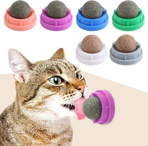 Miniatura 8 de CCINEE Pelotas de hierba gatera para gatos, juguetes comestibles para gatos para lamer gatos, seguros y saludables, juguetes para masticar, limpieza