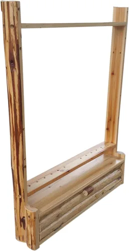 Miniatura 3 de Rush Creek Creations Estante rústico de almacenamiento de pared con 2 lazos compuestos – 12 flechas con compartimento para accesorios – hecho a mano