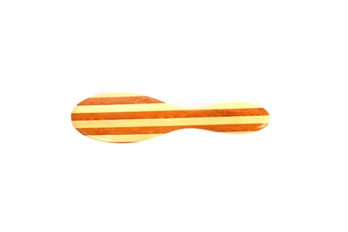 Miniatura 4 de Bass Cepillos Cepillo para bebé Cerda natural suave Mango de bambú puro Óvalo extra pequeño Acabado a rayas Modelo BB1 - SB