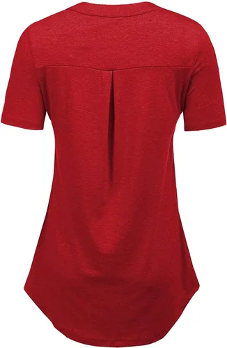 Miniatura 3 de Camisa LuckyMore de manga corta, con cierre zipper, de oficina, de trabajo, informal, suelta, para mujer