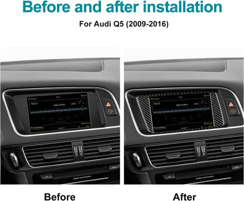 Miniatura 4 de Fibra de carbono, para accesorios Audi, cubierta de marco de navegación de automóvil, panel de consola central, ajuste interior para Audi Q5 Negro