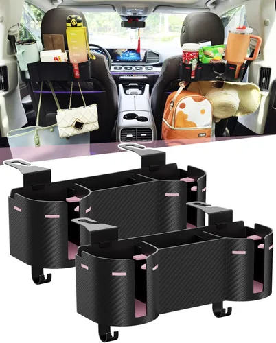 Miniatura 15 de Soporte para portavasos de asiento trasero de automóvil de 3.7 pulgadas con organizador, organizador de respaldo de asiento 4 en 1 de alta capacidad