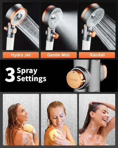 Miniatura 7 de Cabezal de ducha filtrado con spray de mano para el cuidado de la piel y el cabello, cabezales de ducha de alta presión con filtros para agua dura