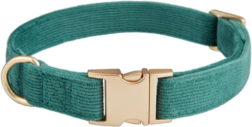 Miniatura 19 de Collar de perro de corduroy suave con hebilla de metal de alta calidad, para perros medianos. (Blanco, Mediano: 12-19")