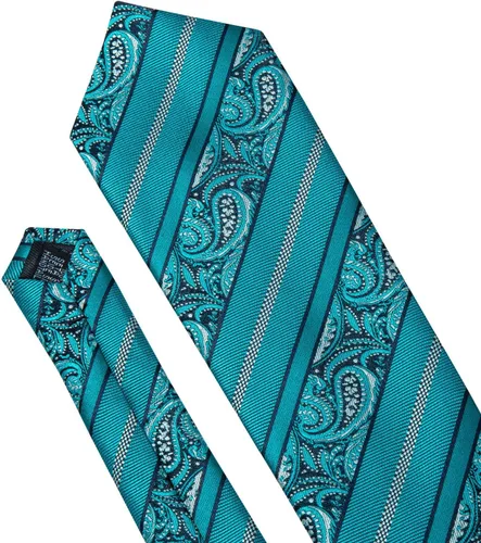 Miniatura 174 de Barry.Wang - Juego de corbata de seda para hombre, diseño de cachemira, pañuelo y gemelos de bolsillo
