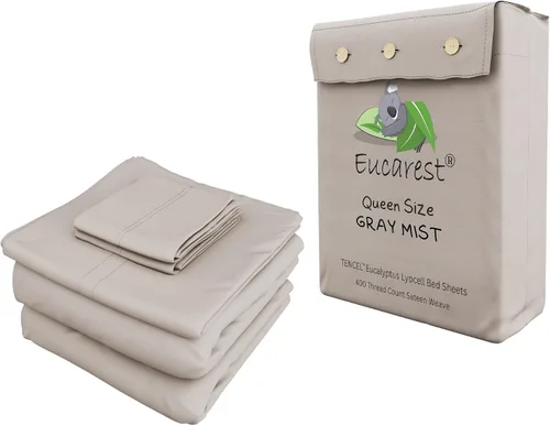 Sábanas de cama de eucalipto lyocell, hipoalergénicas, 100% Tencel orgánico, reguladoras térmicas y absorben la humedad para personas que duermen