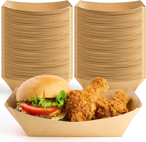 Miniatura 10 de ZORRITA - Bandejas de papel para alimentos de 3 libras - Paquete de 100 bandejas desechables para nachos, bandejas de papel kraft para tacos, cestas