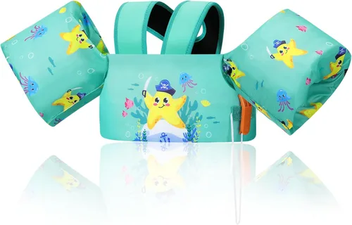 Miniatura 24 de Moko Banda de natación para niños de 20-30-50 libras, bonito chaleco de natación de dibujos animados para niños pequeños, flotadores de piscina
