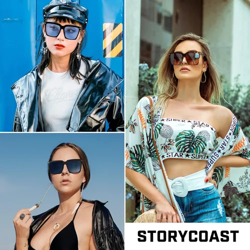 Miniatura 4 de STORYCOAST Gafas de sol cuadradas de gran tamaño para mujer gafas de sol grandes de lujo protección UV400
