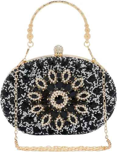 SH Bolsos de mano para mujer, bolso formal de noche con diamantes de imitación, bolsos brillantes para boda, fiesta, cóctel, baile de graduación
