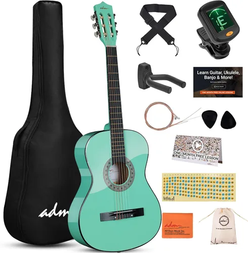 Miniatura 18 de ADM - Guitarra acústica para principiantes, 30 pulgadas, cuerdas de nailon, guitarra de madera para niños y estudiantes, lecciones en línea