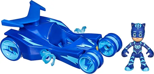 PJ Masks Catboy vehículo de lujo para preescolar, juguete Cat-Car con tiras de súper gato giratorias y figura de acción Catboy para niños a partir