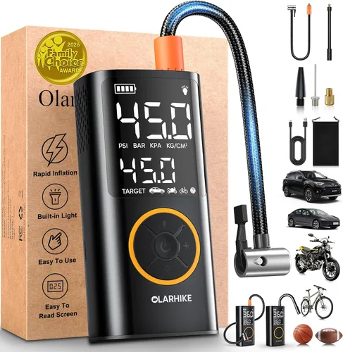 Miniatura 17 de OlarHike Tire Inflator Portable Air Compressor, USB-A & Power Bank,Smart Dual Hose System, Auto Air Comprassor for Car Tires, Balls,Bike