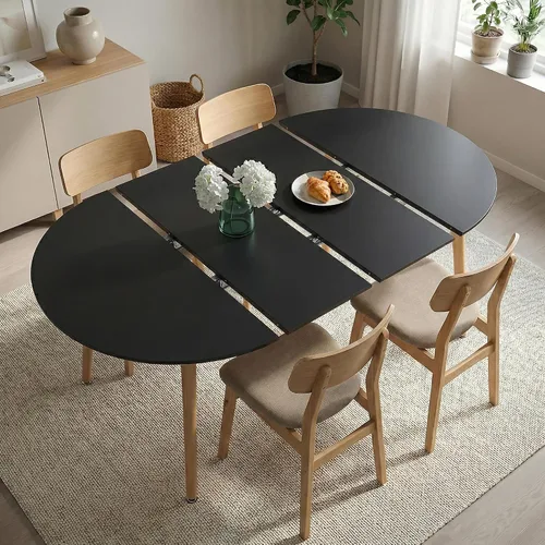 Miniatura 9 de Mesa de comedor redonda extensible de 70 pulgadas para 4 y 6 pulgadas, moderna mesa de comedor ovalada, mesa de comedor grande expandible
