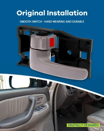 Miniatura 3 de LUJUNTEC Manija de puerta interior – Conductor delantero y trasero izquierdo del pasajero lado derecho, repuesto directo gris para Toyota 2001-2007