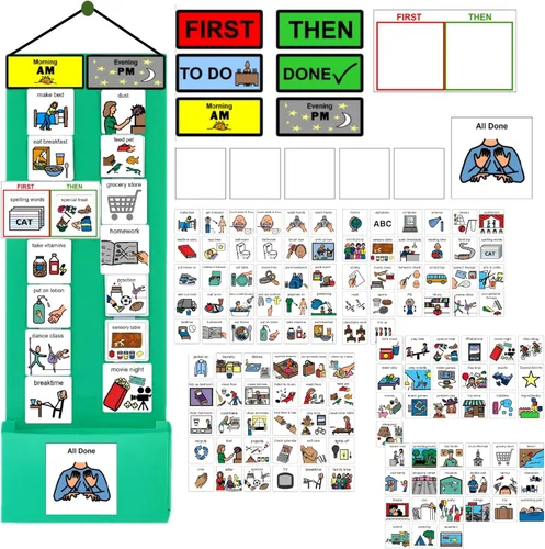 Miniatura 22 de Programa visual para niños – 133 tarjetas de plástico duraderas con imágenes y monedas con lazo suave Tabla de rutina diaria y recompensas por