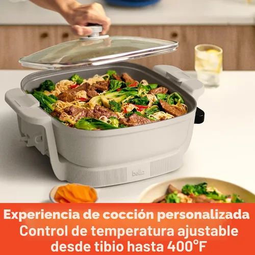 Miniatura 5 de Bella Make & Take Sartén eléctrica, menaje de cocina Fits-anywhere™, revestimiento cerámico EverGood™, tapa de vidrio templado ajustable y apta