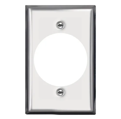 Micmi Placa de pared de metal con salida de receptáculo de un solo orificio de 2.12 pulgadas de diámetro, placa de pared de tamaño estándar de 1