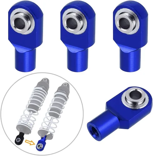 Extremos de barra cortos a control remoto con bolas huecas de metal de aluminio para autos Traxxas RC, repuesto de 2742X (paquete de 4) (azul marino)