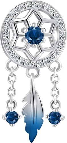 Miniatura 2 de Abalorio de cristal con diseño de atrapasueños espirituales y plumas colgantes para pulsera Pandora