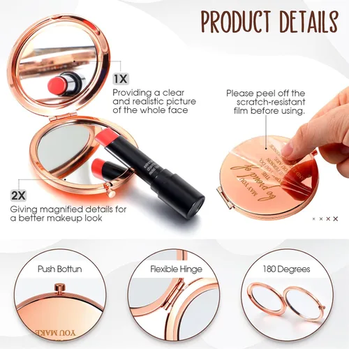 Miniatura 3 de Kathfly 10 piezas de regalos de la semana de CNA, espejo compacto a granel, regalos de agradecimiento para mujeres, espejo de maquillaje plegable