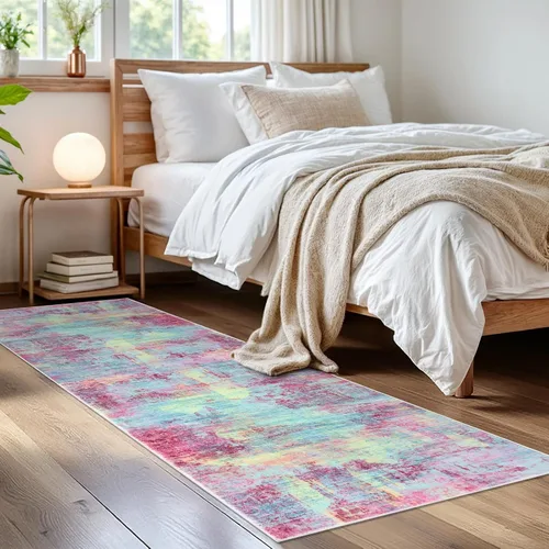Miniatura 27 de IOHOUZE Alfombra abstracta lavable de 3 x 12 pies para pasillos, antideslizante para cocina, camino de entrada de lana sintética para interiores