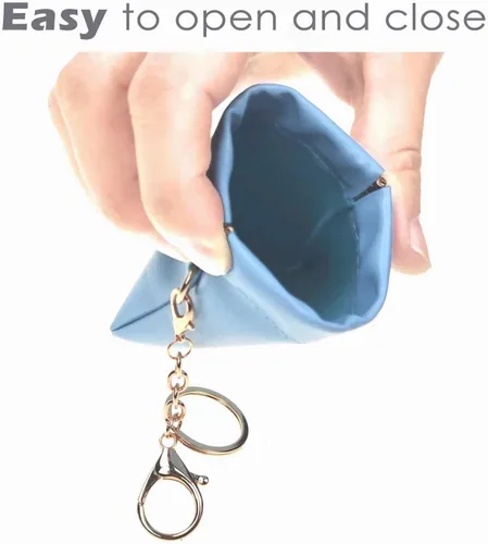 Miniatura 18 de VOFOON Monedero de cuero con llavero pequeño titular de cambio delgado para mujeres y hombres, Negro -, Bolsa delgada