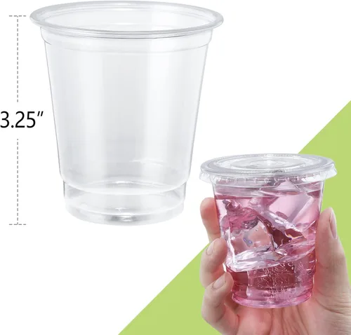 Miniatura 2 de SHOPDAY Vasos de plástico desechables con tapas, vasos de plástico transparente de 8 onzas, paquete de 100 recipientes para bebidas frías, tazas