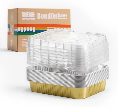 Miniatura 10 de Bandejas de papel de aluminio de BondOnLum, bandejas de aluminio resistentes, bandejas de aluminio desechables, bandejas de papel de aluminio
