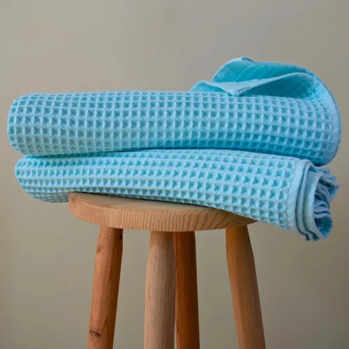 Miniatura 20 de PÜSKÜL - Paquete de 2 toallas de baño y spa de punto gofre, 100% algodón orgánico turco de alta calidad, fina de secado rápido, fabricadas en Beige