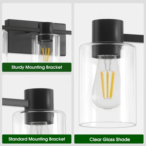 Miniatura 7 de Accesorios de iluminación de tocador modernos de 5 luces sobre espejo, accesorios de iluminación de baño en negro mate, luces de tocador, aplique