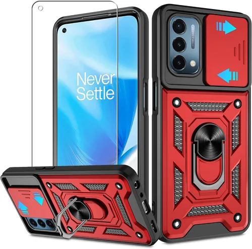 Miniatura 142 de ATUMP Funda para OnePlus Nord N200 5G con protector de pantalla HD con cubierta para cámara deslizante, soporte de anillo de rotación de 360°