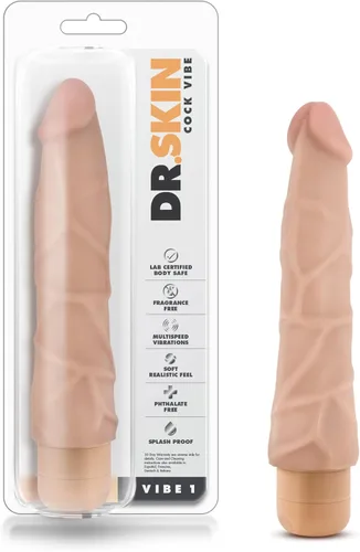 Blush - Consolador vibrador realista Dr. Skin Cock Vibe #1 de 9 pulgadas, suave al tacto, juguete flexible para el pene de múltiples velocidades,