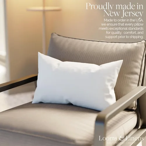 Miniatura 3 de Looms and Linens - Juego de 4 almohadas lumbares de 12 x 16 pulgadas con relleno alternativo de plumón, almohada hecha en Estados Unidos