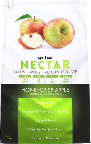 Syntrax Nutrition Nectar, polvo aislado de proteína de suero 100%, sabor refrescante a frutas, manzana Honeycrisp 2 libras