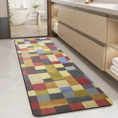 Miniatura 29 de MontVoo -Tapete de baño-Alfombras de baño delgadas antideslizantes para debajo de la puerta- Superficie de gamuza sintética absorbente, de secado