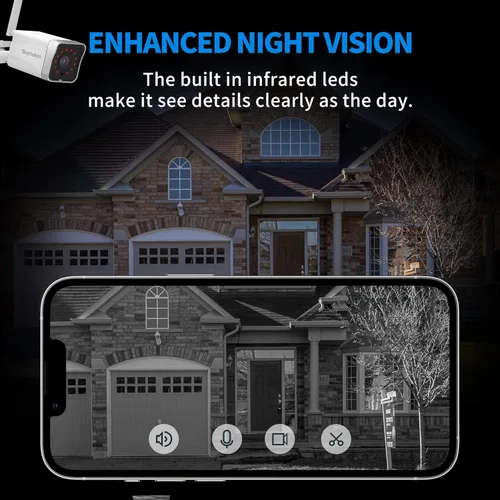Miniatura 3 de Septekon Paquete de 2 cámaras de seguridad para exteriores 2K, cámaras WiFi para seguridad del hogar exterior con detección de movimiento