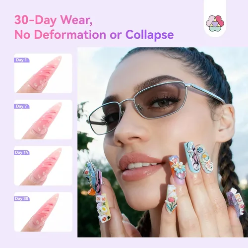 Miniatura 7 de SAVILAND Gel de uñas sólido antiadherente avanzado: transparente y blanco para esculpir instantáneamente 3D, gel para esculpir uñas con polvo