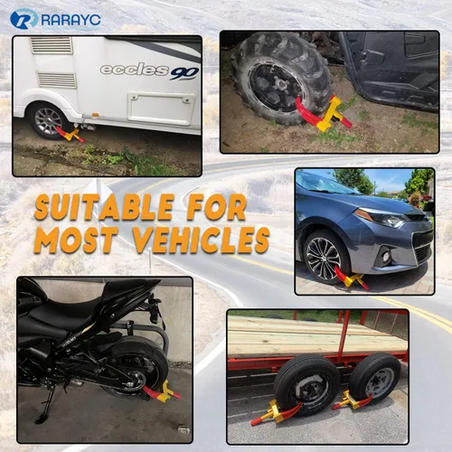 Miniatura 5 de Paquete de 4 cerraduras de rueda universales resistentes para remolque de seguridad, antirrobo, para la mayoría de automóviles, motocicletas, SUV