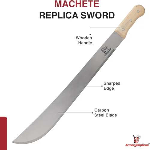Miniatura 3 de Armory Replicas Cuchillo de machete de espiga completa - Herramienta multiusos para acampar al aire libre