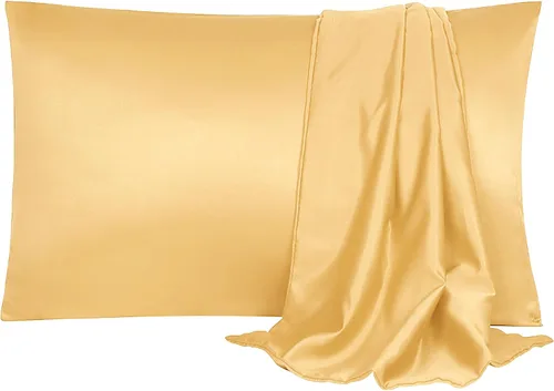 Miniatura 19 de uxcell Paquete de 2 fundas de almohada de satén de seda para cabello y piel, frescas, sedosas, suaves y transpirables, tamaño estándar de 20 x 26