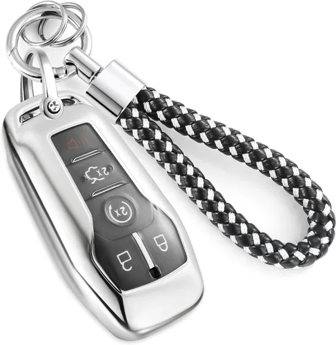 Miniatura 20 de Funda para llavero GMC con llavero de cuerda trenzada de metal antipérdida, exquisita funda suave para Tahoe Acadia Terrain Yukon Yukon XL Silverado