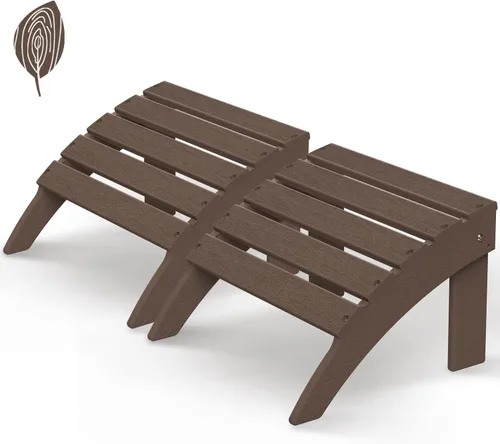 Miniatura 22 de GREENVINES Adirondack-Ottoman Plástico HDPE Reposapiés para exteriores Todo tipo de clima Reposapiés Taburete para pies Negro para Agua