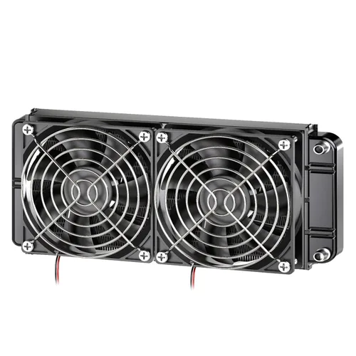 Clyxgs Radiador de Refrigeración por Agua, Radiador de Intercambio de Calor de Aluminio de 12 Tubos con Ventilador para Sistema de Refrigeración por