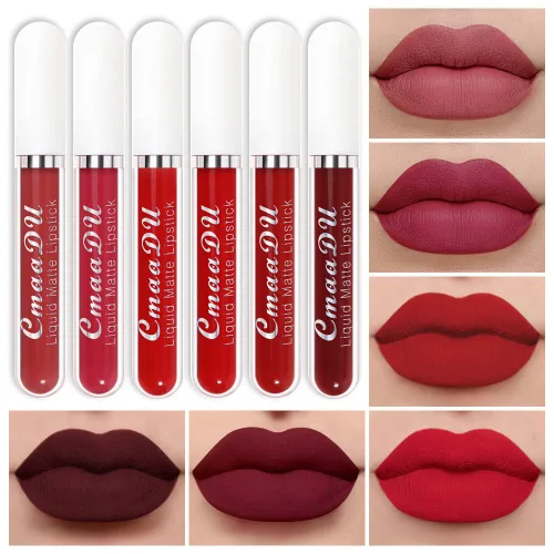 Miniatura 10 de evpct 1 Pieza Lápiz Labial Líquido Mate Malva Brillo Labial Conjunto Brillante para Mujeres Negras 24 Horas Rosa Lápiz Labial Sedoso Terciopelo