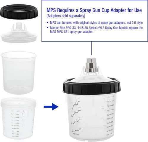 Miniatura 3 de Master Paint System MPS - Juego de 40 revestimientos desechables para pistola de pintura y sistema de tapas, paquete de 40