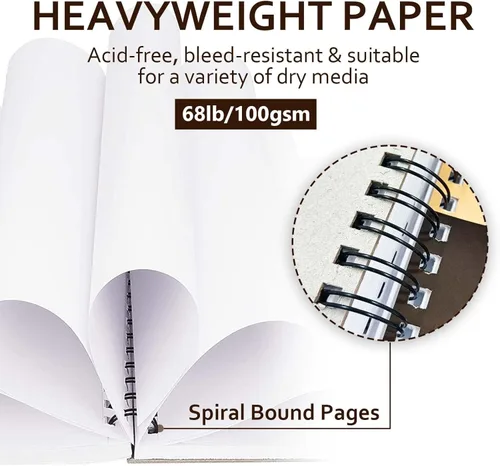 Miniatura 2 de JOY SPOT! Cuaderno de bocetos de 9 x 12 pulgadas, paquete de 2, 200 hojas (68 libras/3.53 oz/m²), bloc de bocetos de artista encuadernado en espiral
