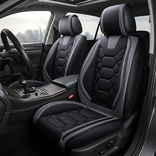 Miniatura 6 de OASIS AUTO Juego completo de fundas de asiento de automóvil, fundas de asiento impermeables de piel sintética para automóviles, ajuste universal