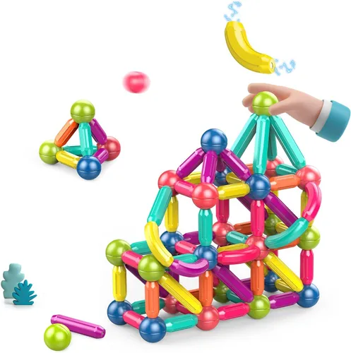 Juego de bolas y varillas magnéticas, bloques de construcción magnéticos Montessori, juguetes magnéticos para niños pequeños, juguetes sensoriales